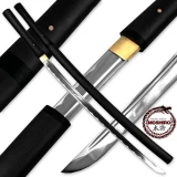 MOSHIRO Shirasaya Functional Katana Bushido Ebony Sword Full Tang Battle Ready