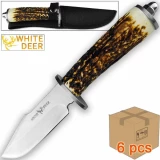 Case of 6pcs WHITE DEER Apprentice 2 9.75in Knife 440 Stainless Steel Sim-Stag Handle