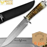 Case of 6pcs WHITE DEER Apprentice 12.5in Knife 440 Stainless Steel Sim-Stag Handle