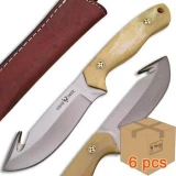 Case of 6pcs WHITE DEER Guthook Ranger Series J2 Steel Skinner Knife Buffalo Bone Grips