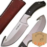 Case of 6pcs WHITE DEER Guthook Ranger Series J2 Steel Skinner Knife Buffalo Horn Grip