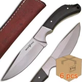 Case of 6pcs WHITE DEER Full Tang J2 Steel Tactical Knife Buffalo Horn Grip Drop Point