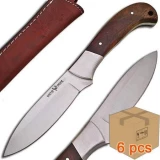 Case of 6pcs WHITE DEER Full Tang J2 Steel Tactical Knife Operators Hardwood Grip Drop Point