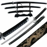 3 Pcs Samurai Sword Set GOLDEN DRAGON PRINTED.