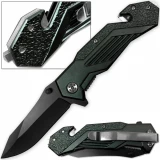 Alpha Tactical Glass Breaking Folding Knife 3CR13 Steel Blade & Belt Cutter