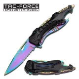 Tac-Force TF-705RB Rainbow Combo A/O Black Rainbow Liner Handle Folding Knife