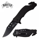 Master USA 3CR13 Stealth Black Rescue Assisted Opening Knife