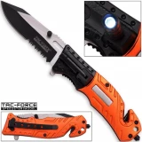 Tac-Force Speedster 4.5in EMT Lasir Blk Blade-Orange Handle