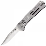 SOG Knives SlimJim Satin Clip Point Straight Single Blade Lockback Assisted Opening Pocket Knife, Clam Pack