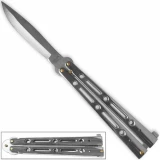 Executive Butterfly Balisong Knife Chromed Silver 10.25in Flipper