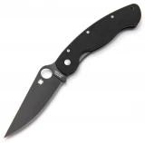 Spyderco Military Model, Black Blade, G-10 Handle, Plain