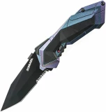 Schrade SCHA3CBS M.A.G.I.C. Assisted Opening 40% Serrated Black Tanto, Chameleon Colored Handle