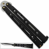 Executive Butterfly Balisong Knife Flat Black Stainless Blade 10.25in Flipper
