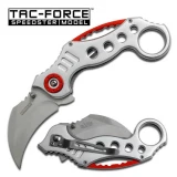 Tac-Force Karambit 2.5 in Blade Silver-Red Aluminum Hndl TF-578S