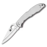 Spyderco Delica 4 Pocket Knife (Stainless Steel Handle, Plain Edge)