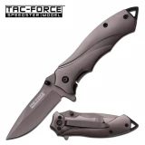 TAC-FORCE Titanium GRAY Straight Assisted Folding DROP POINT Knife New! TF-846