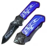 Custom Tribal Folding Knife - Tactical Steel Handle Wolf