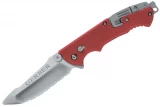 Gerber Hinderer Rescue Knife, Serrated Blade, Red Handle, Nylon Sheath