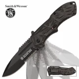 Smith & Wesson SWBLOP3S 3rd Generation Black Ops M.A.G.I.C. Assist Liner Lock w/Black w/Drop Point Blade