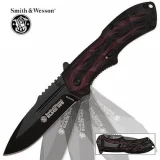 Smith & Wesson S&W Black Ops BLack Blade Pocket Knife with Red/Black Handle