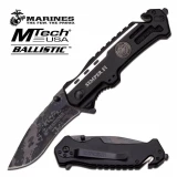 3851 U.S. Marines Spring Assisted 3.5" Laser Pattern Blade Folder Knife