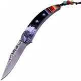 MC MASTERS COLLECTION American Indian Styled Spring Assisted Knife 3CR13 Steel