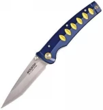 Mcusta Katana Single Blade Folding Knife, Blue w/ Orange Accents