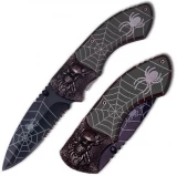 Spider Web Tactical Steel Handle Folding Knife, Gray