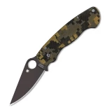 Spyderco Paramilitary Pocket Knife with G-10 Digitial Camo Handle and Black Plain Edge Blade