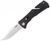 SOG Specialty Knives Trident, 3.75" Plain Satin Blade, Black GRN Handle - TF2