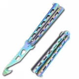 Balisong Gut Hook Multi Functional Tool Bottle Opener Butterfly Belt Cutter