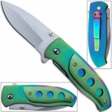 Titanium Coated Vengeance Knife AUS-8 Steel Manual Folding - GR