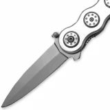 Infinite-X2 Spear Point Folding Knife with Pocket Clip Silver Finish