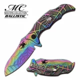 Mc Masters Spring Assisted Folding Knife with Rainbow Ti-Acid Etch Blade, MC-A018RB