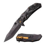 Master Collection Folding Knife with Laser Etch Stonewash Blade, MC-A0