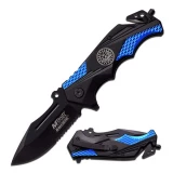 M-Tech USA Spring Assisted Knife 4.75" -Blk/Blue Alum Handle