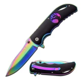 Elk Ridge Spring Assisted Folding Knife w/Rainbow Liner