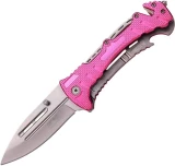 MTech Folder with Satin Stainless Steel Blade, Pink Aluminum Handle an