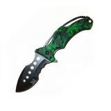 Dark Side Black 5 Inch Folder with Camo Green Snake Handle, DS-A020GNC