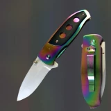 4 1/2" Rainbow Color Folding Knife w/ Black Handle Grip