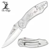 Master Cutlery Stainless Steel Folder w/Etched Wolf