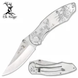 Master Cutlery Stainless Steel Folder w/Etched Deer