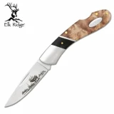 Master Cutlery Burl Wood Folder w/Deer Graphic