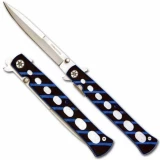 Blue Striped G 10 Folding Knife