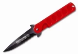 Smith & Wesson Fire Issue Knife with Red Aluminum Handle and Partially