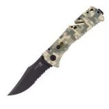 SOG TF-10 Trident, Camo Zytel Handle, Black Blade, ComboEdge Pocket Knife