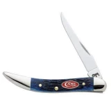 Case Cutlery Small Texas Toothpick Pocket Knife with Navy Blue Bone Ha