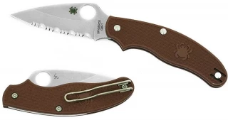 Spyderco UK Pen Pocket Knife with Maroon FRN Handle, Serrated
