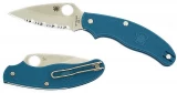 Spyderco UK Pocket Knife with Blue FRN Handle, Serrated