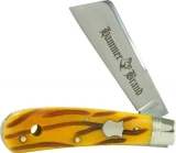 Schrade Hammer Modified Hawkbill Pocket Knife w/Amber Wormgrove Bone H